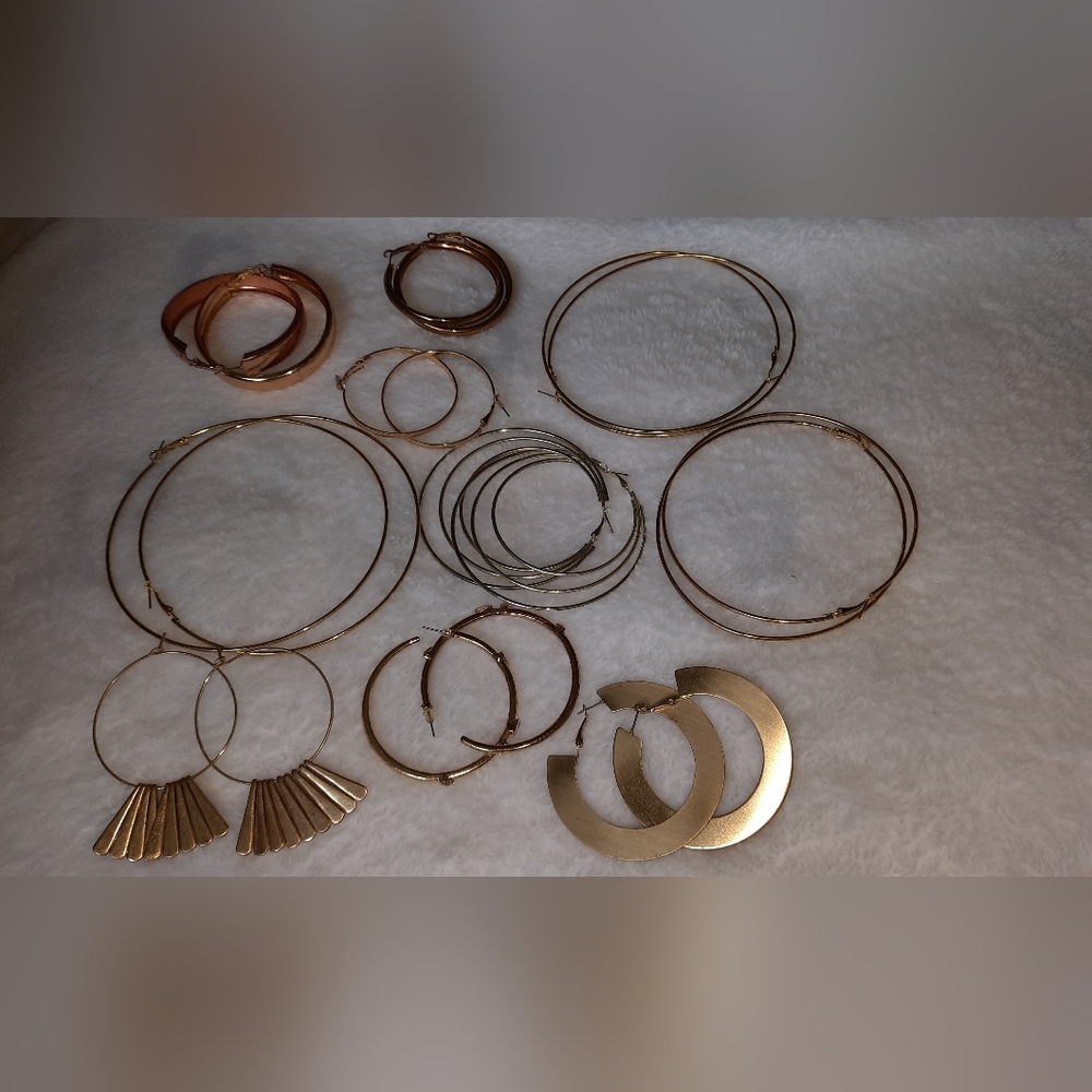 10 Pairs Goldtone Hoop Earrings